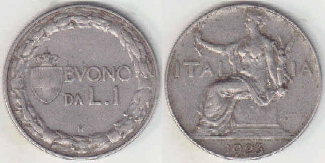 1923 Italy 1 Lira A005924